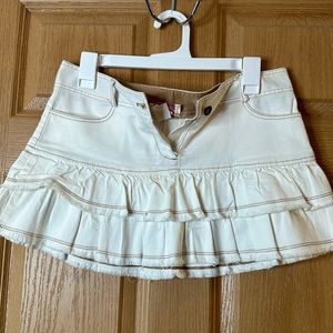 White Denim Mini Skirt